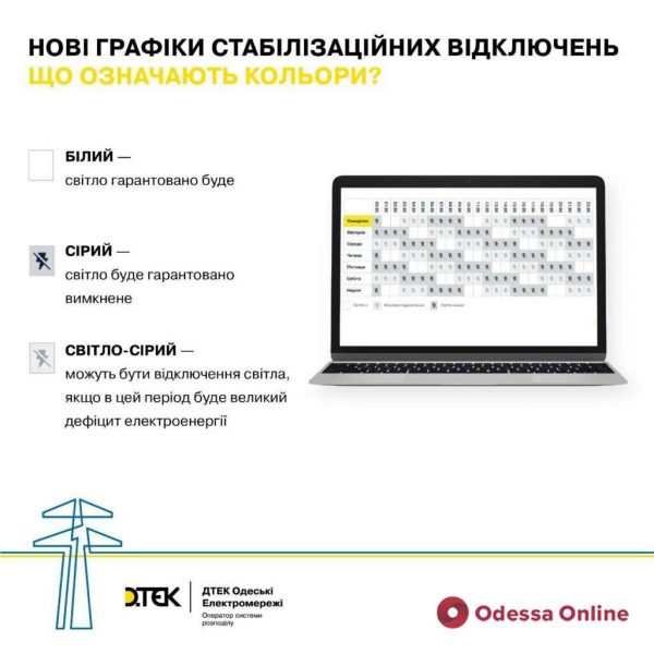 На Одещині діють оновлені графіки стабілізаційних відключень