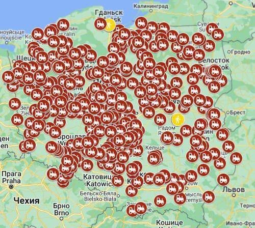 Польща зупинилася в заторах через найбільший протест фермерів: карта