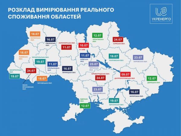 З 9 ПО 24 ЛИПНЯ БУДЕ ВИМІРЮВАТИСЬ ФАКТИЧНЕ СПОЖИВАННЯ В КОЖНІЙ ОБЛАСТІ, – УКРЕНЕРГО